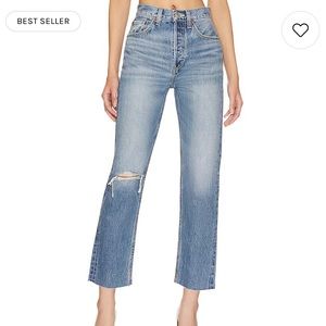 Re/Done Originals 70's Ultra High Rise Stove Pipe in Worn Crystal Blue